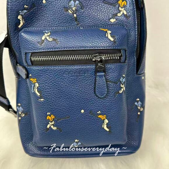 Coach MEN'S West Pack With Baseball Print Leather/Deep Blue Sports CAX48 NWT - Picture 5 of 8